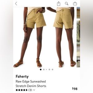 Faherty size 30 raw edge sun washed denim shorts in dull gold